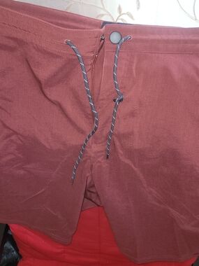 Men's Rust Red Drawstring Swim/Board Shorts